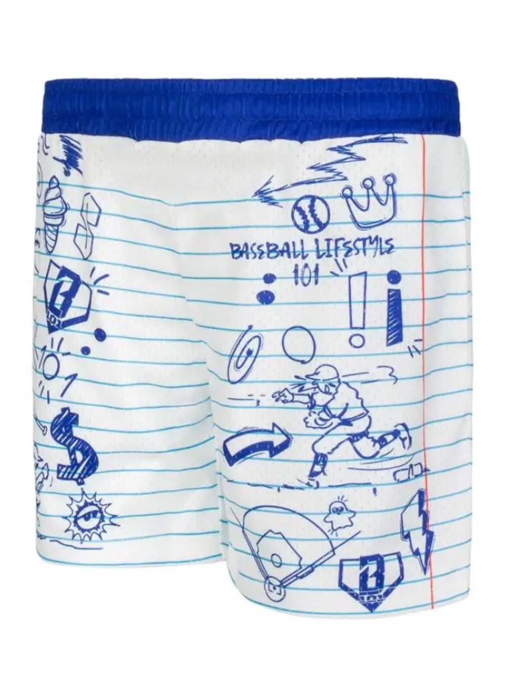 Kids Blue & White Baseball Drawn-Print Shorts